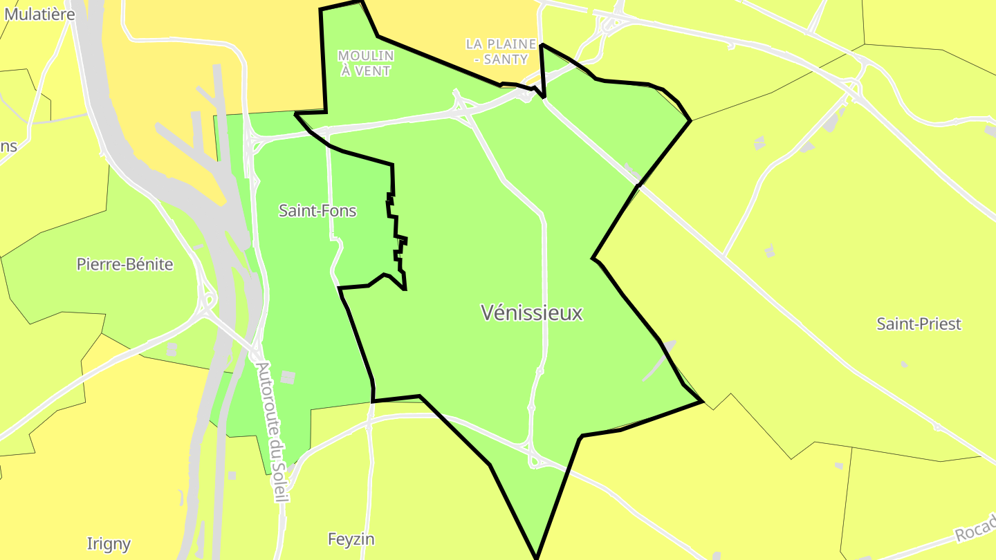 Carte des prix de l'immobilier Vénissieux
