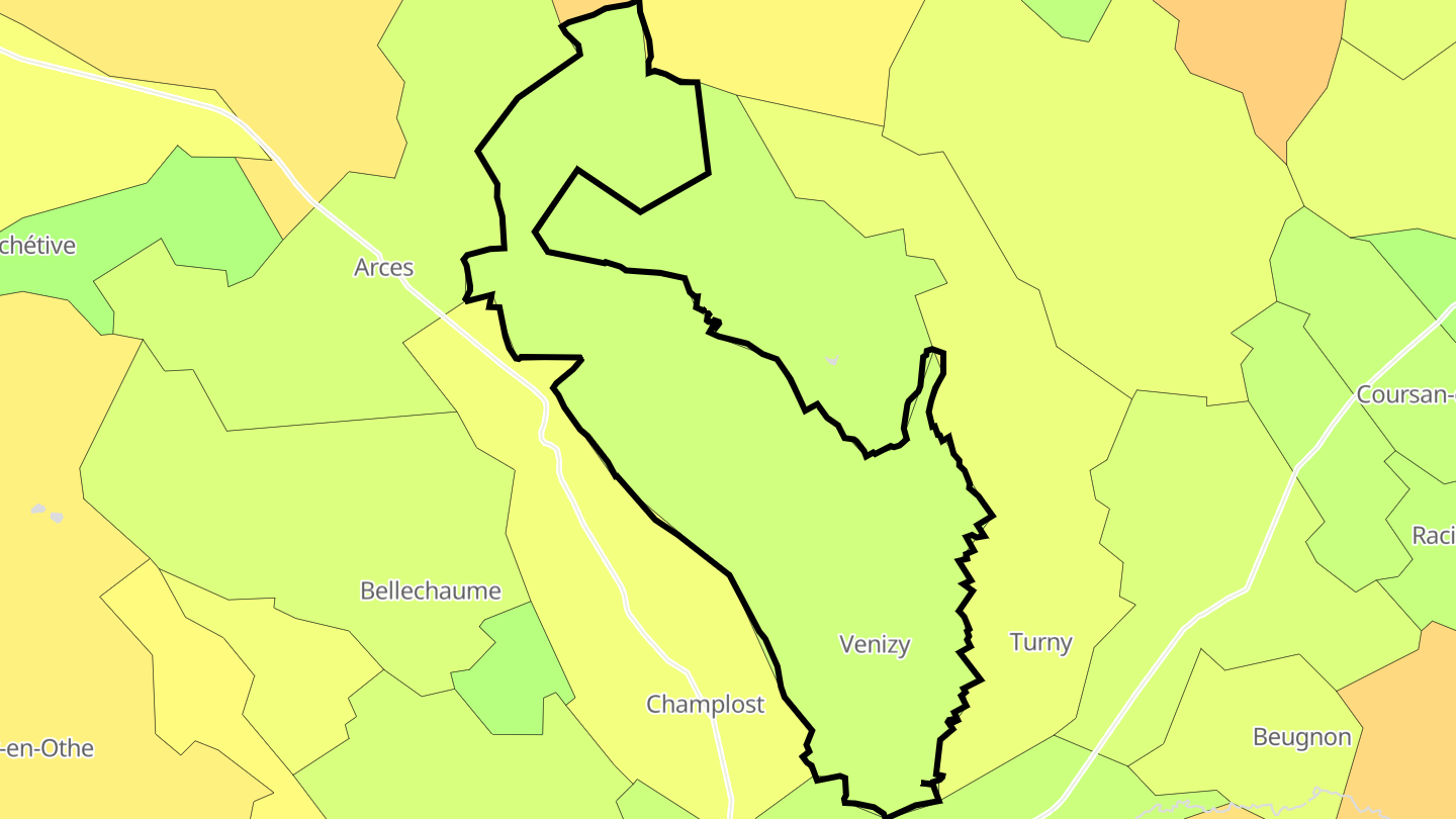 Carte des prix de l'immobilier Venizy