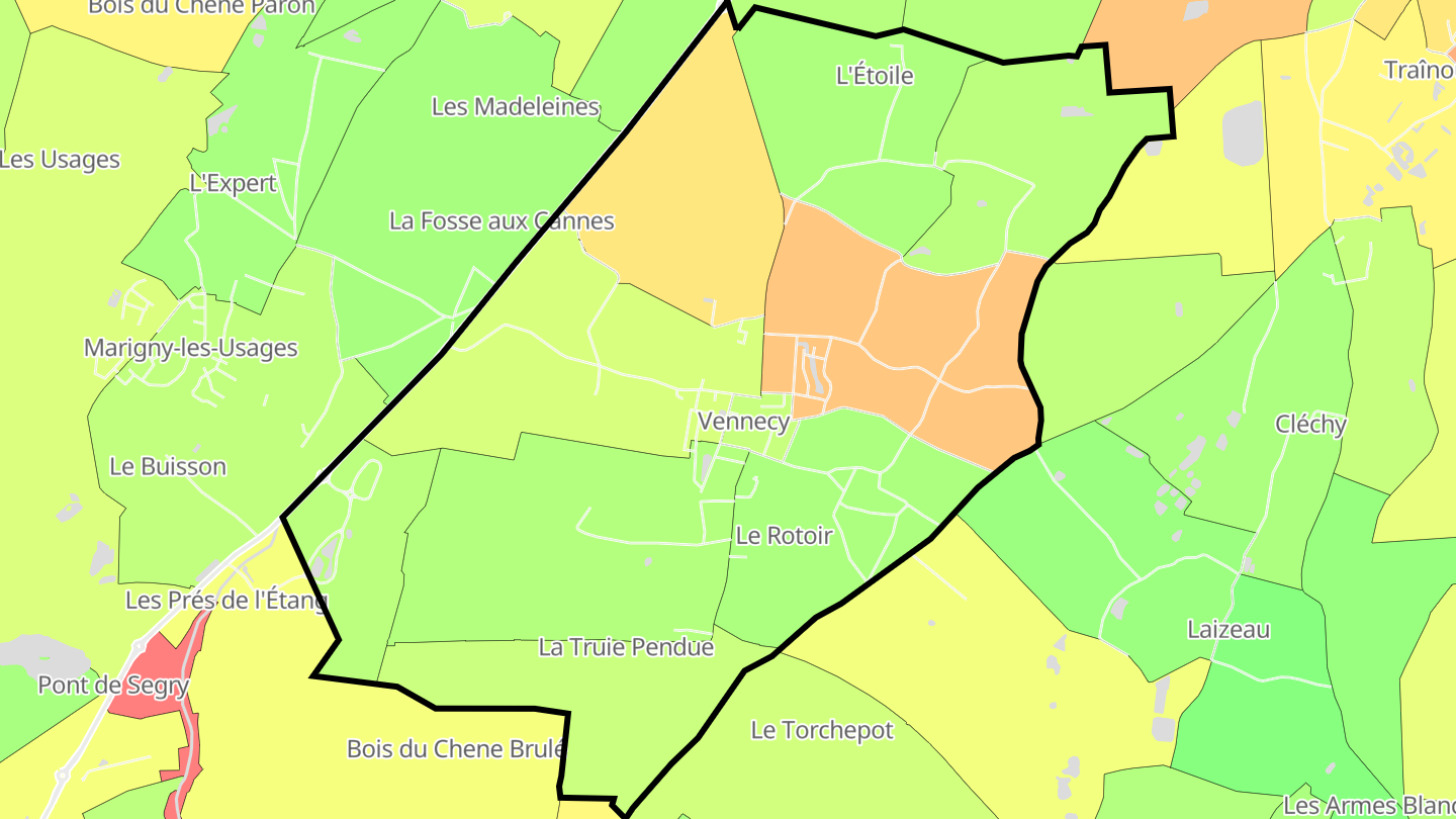 Carte des prix de l'immobilier Vennecy