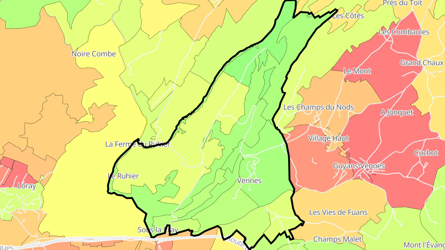Carte des prix de l'immobilier Vennes