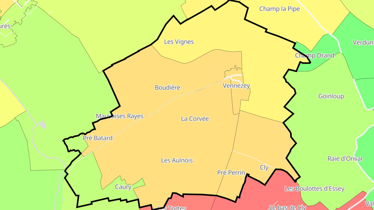 Carte des prix de l'immobilier Vennezey