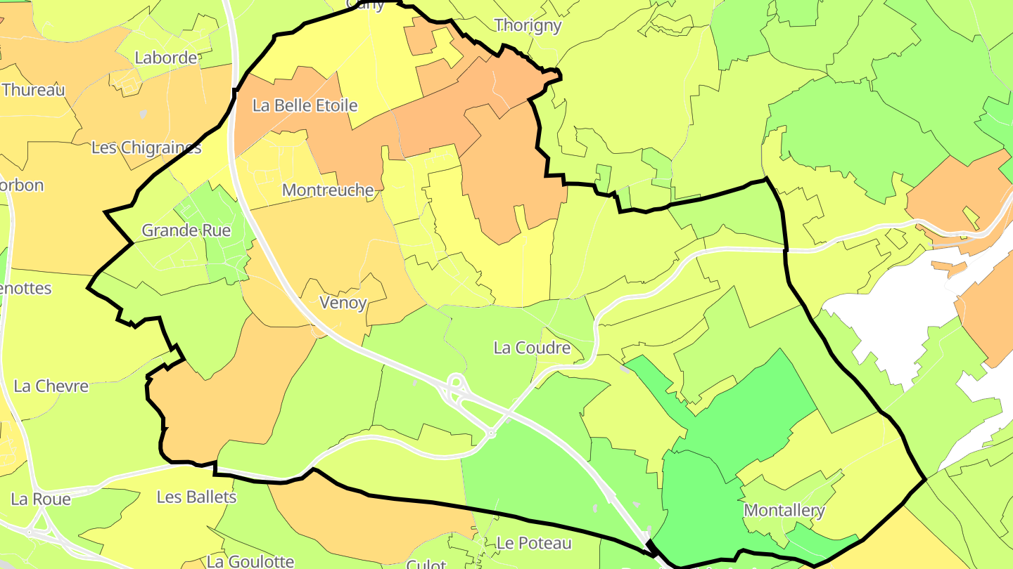 Carte des prix de l'immobilier Venoy
