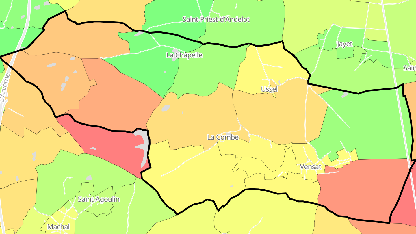 Carte des prix de l'immobilier Vensat