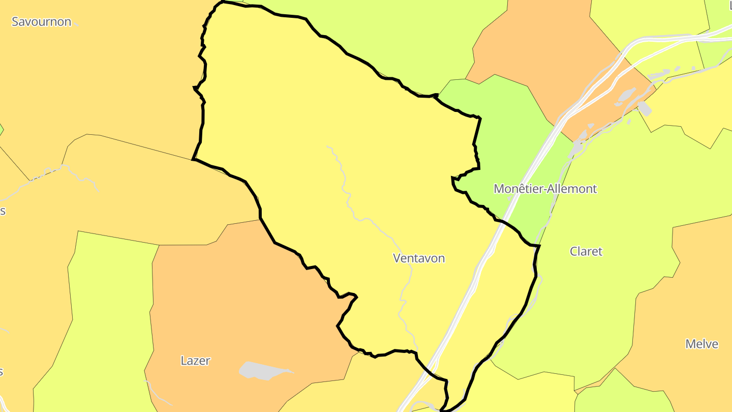 Carte des prix de l'immobilier Ventavon