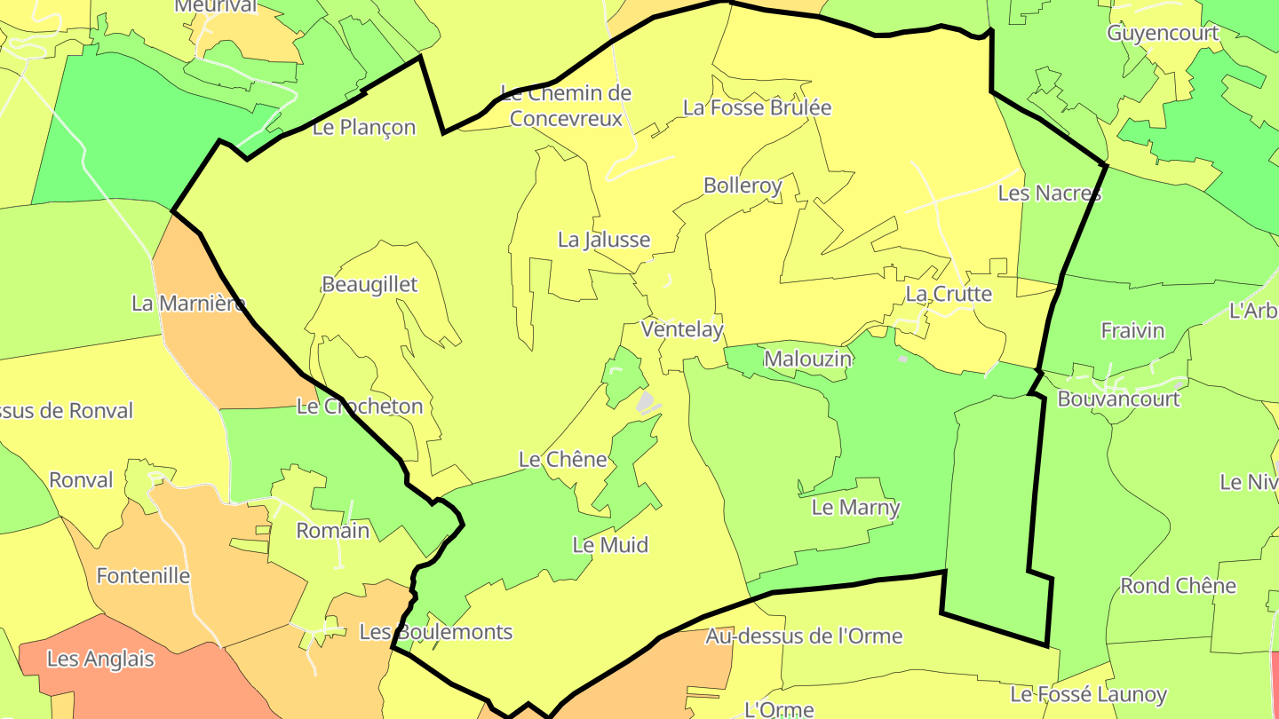 Carte des prix de l'immobilier Ventelay