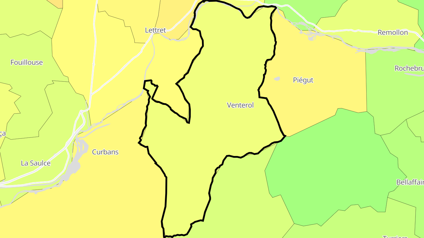 Carte des prix de l'immobilier Venterol