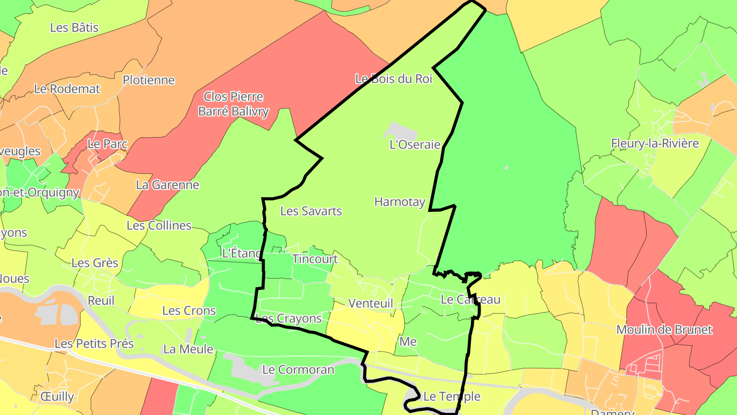 Carte des prix de l'immobilier Venteuil
