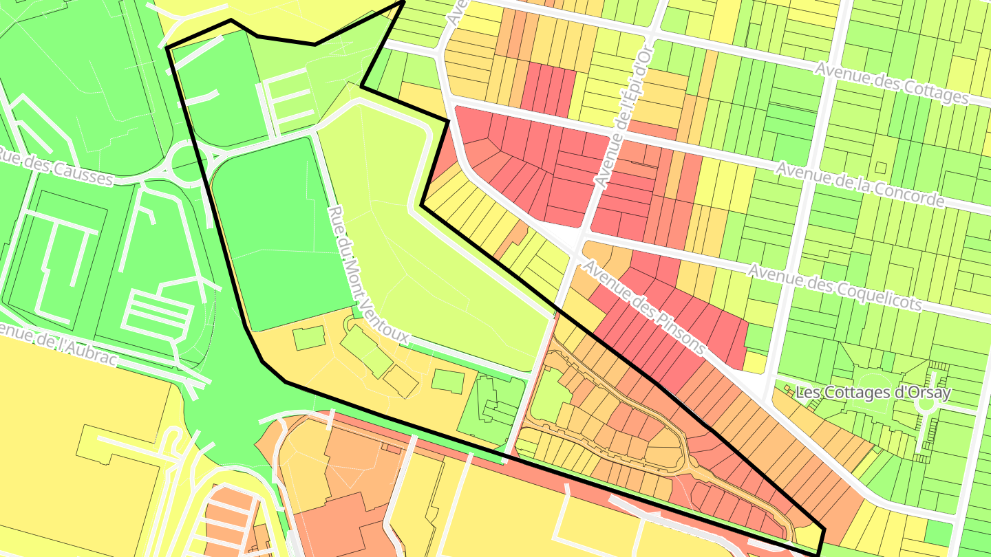 Carte des prix de l'immobilier Ventoux
