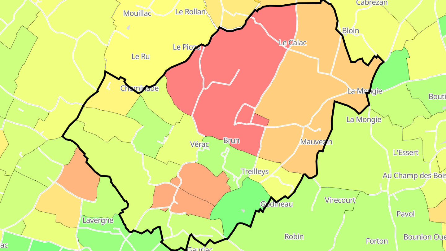 Carte des prix de l'immobilier Vérac
