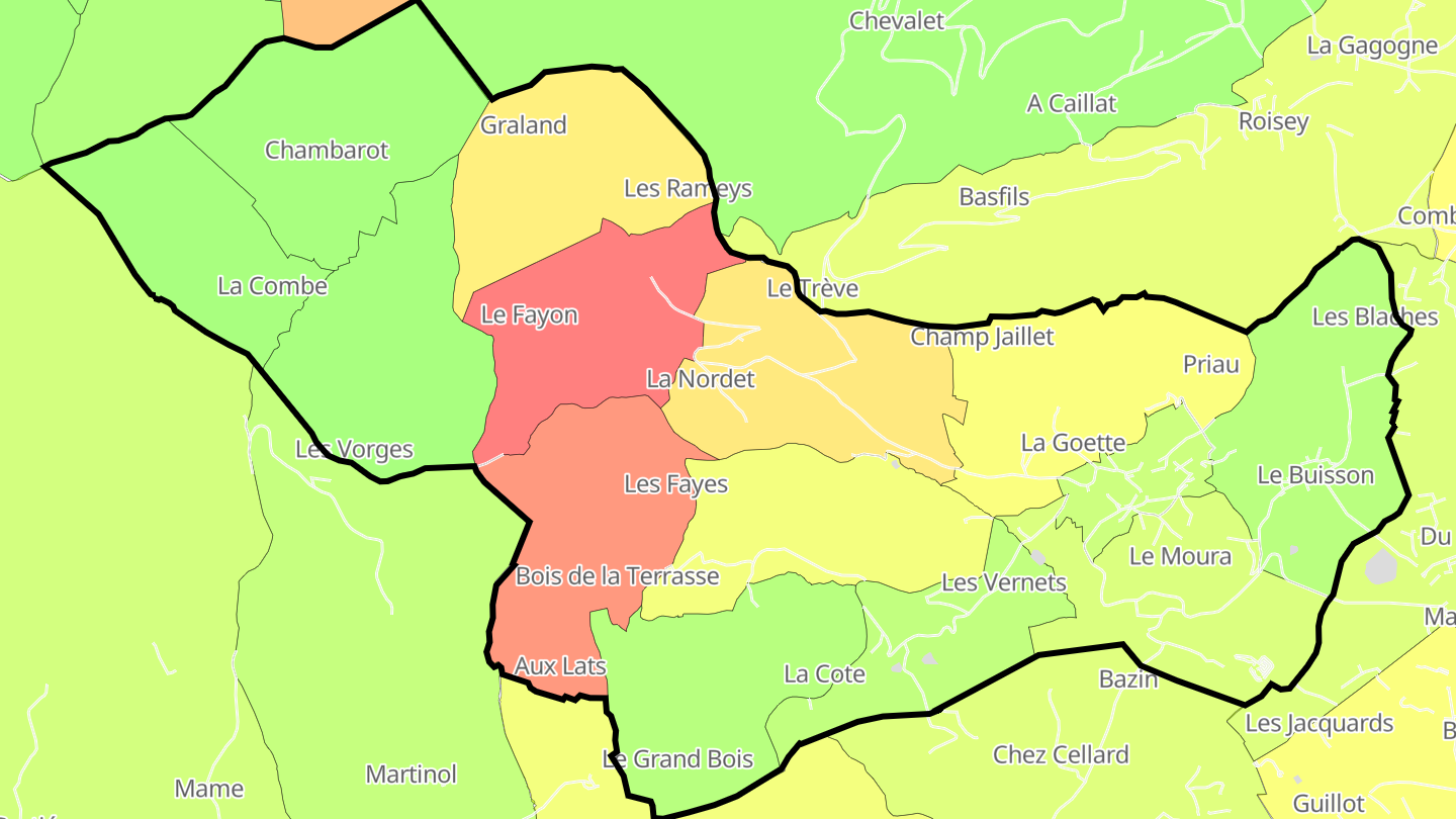 Carte des prix de l'immobilier Véranne