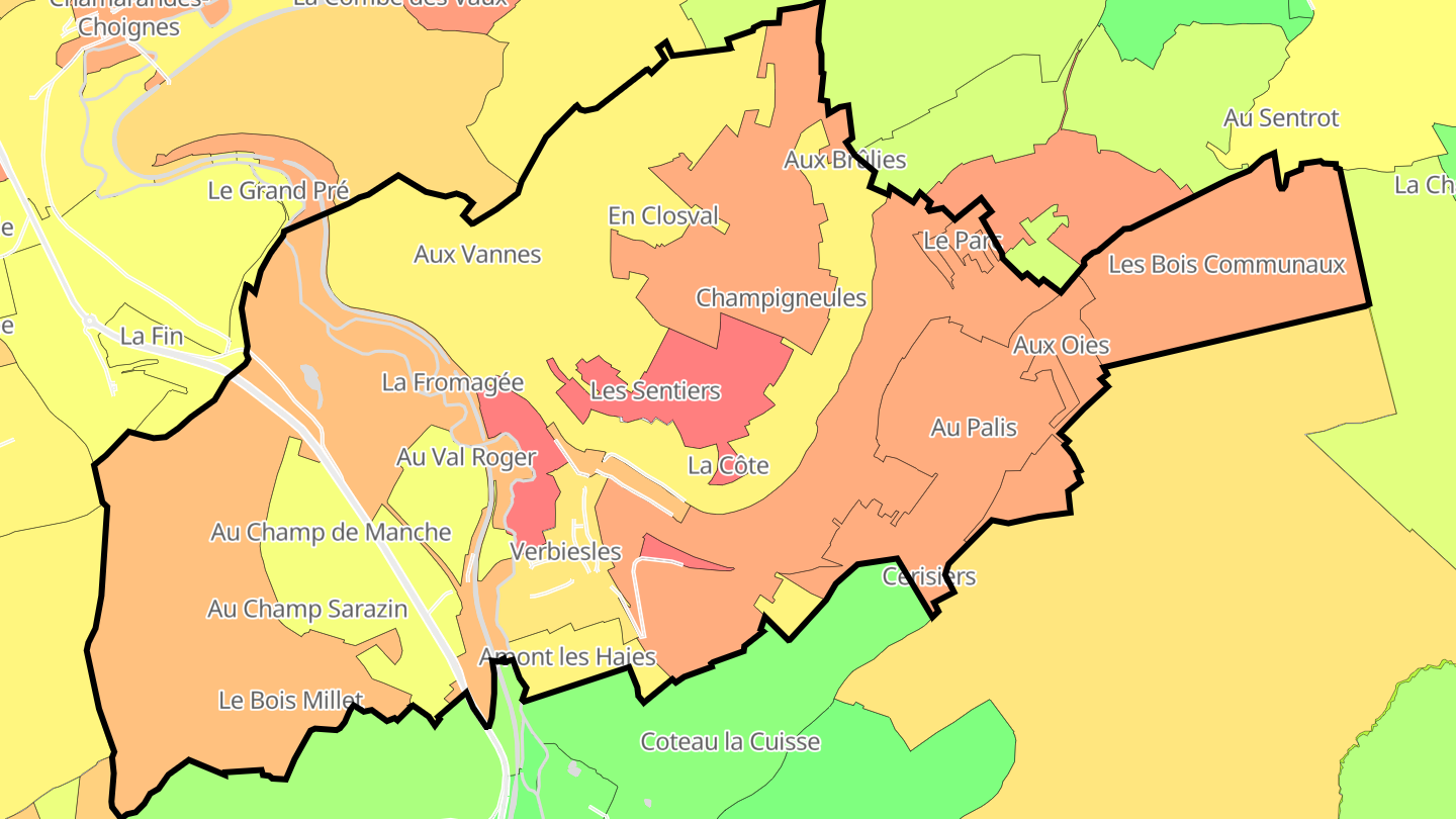 Carte des prix de l'immobilier Verbiesles