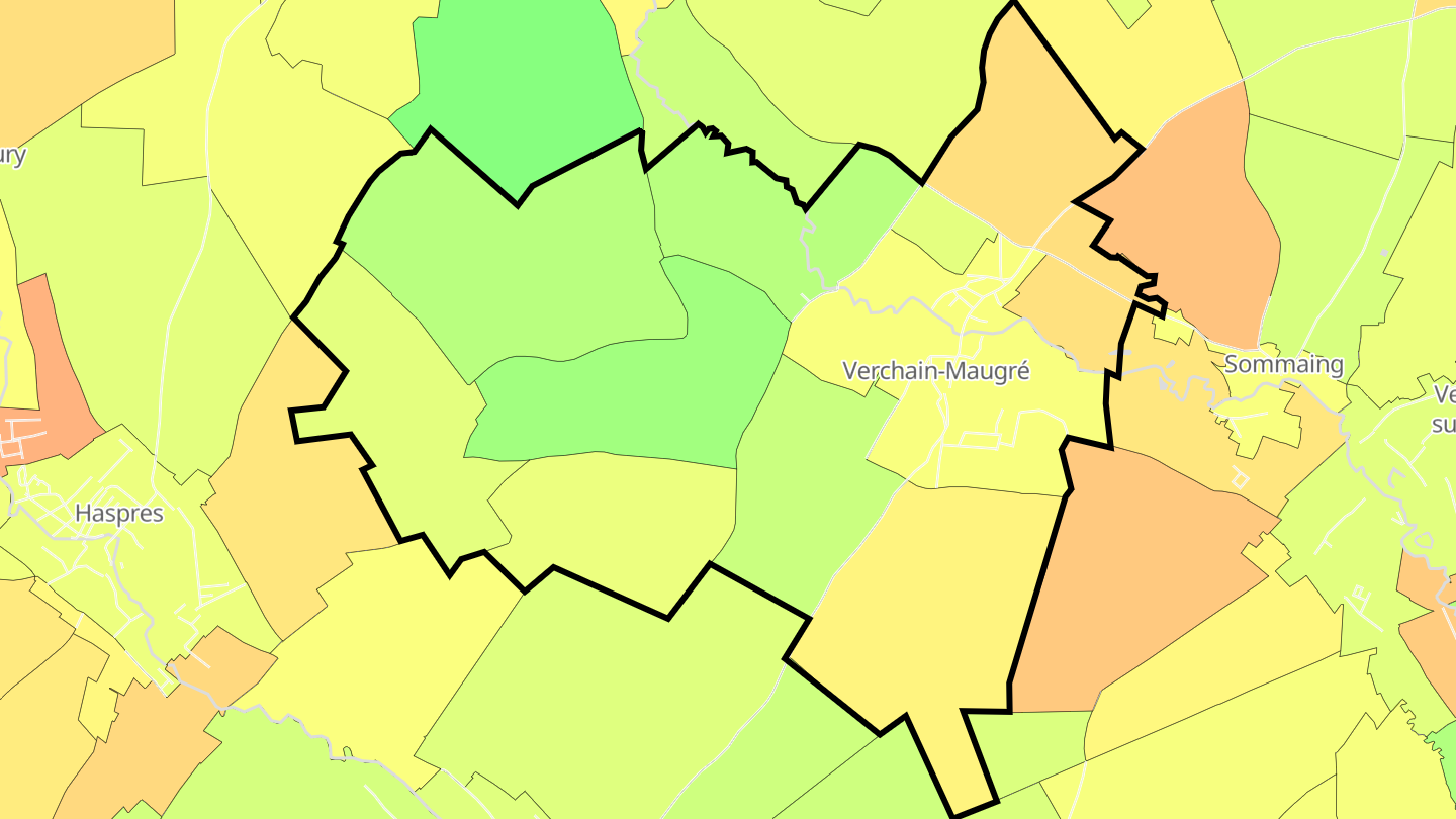 Carte des prix de l'immobilier Verchain-Maugré