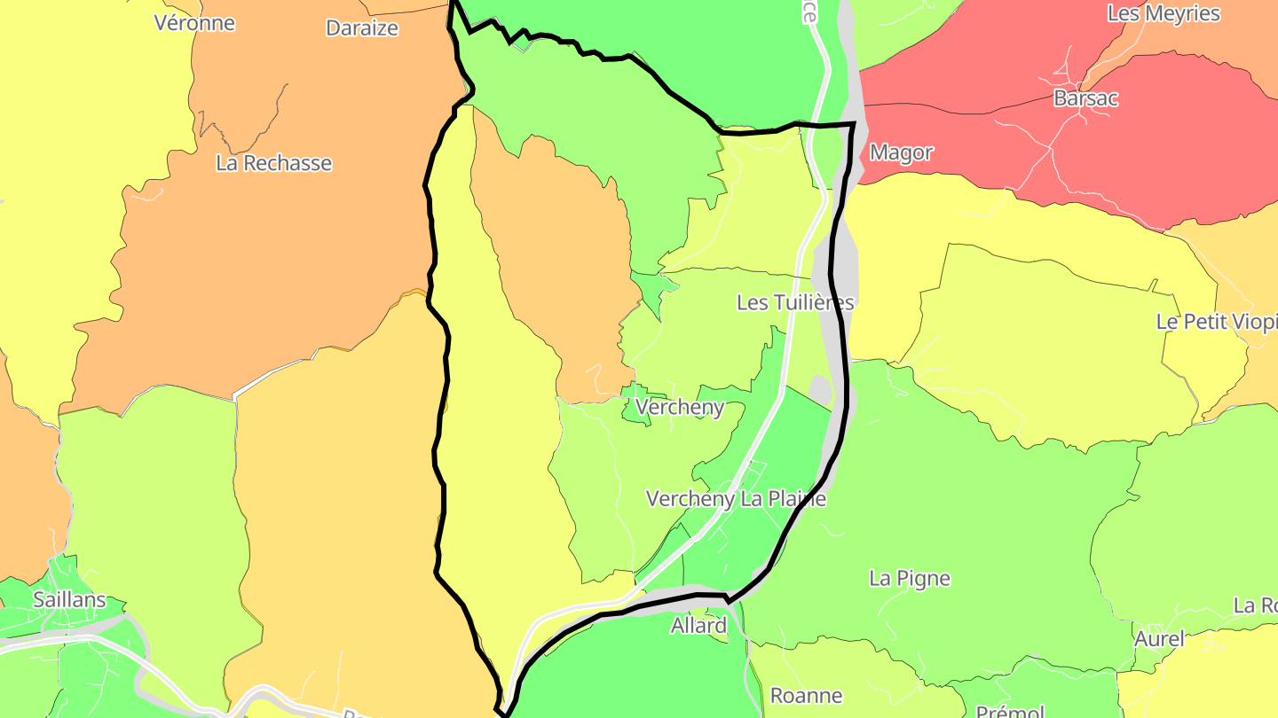 Carte des prix de l'immobilier Vercheny