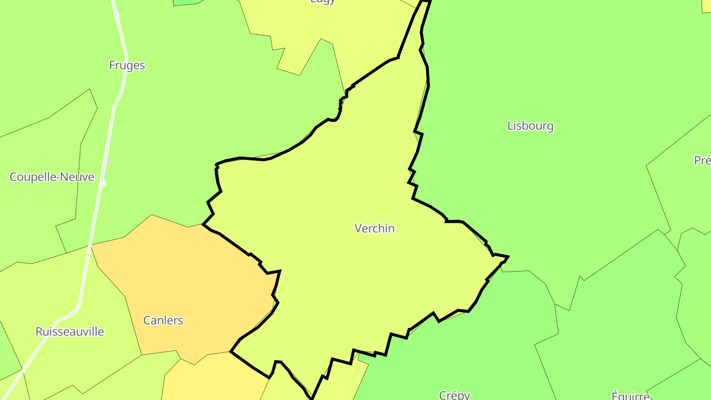 Carte des prix de l'immobilier Verchin