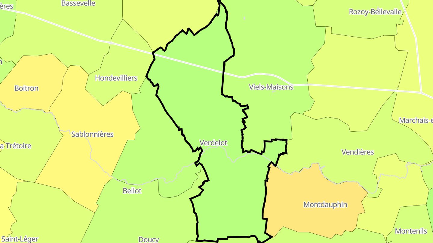 Carte des prix de l'immobilier Verdelot