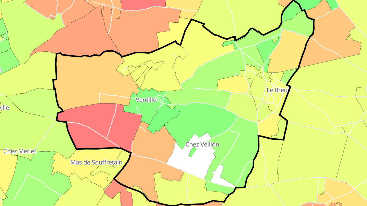 Carte des prix de l'immobilier Verdille