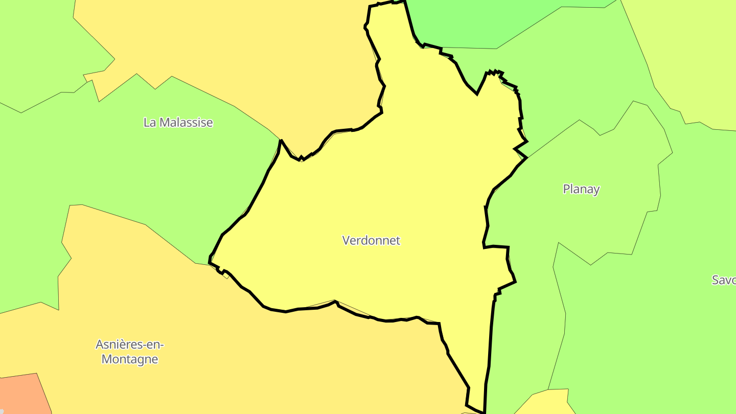 Carte des prix de l'immobilier Verdonnet