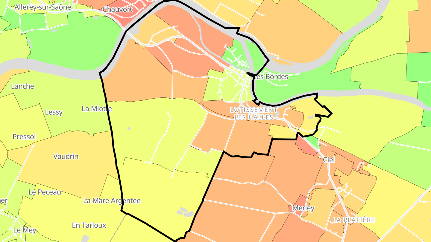 Carte des prix de l'immobilier Verdun-sur-le-Doubs