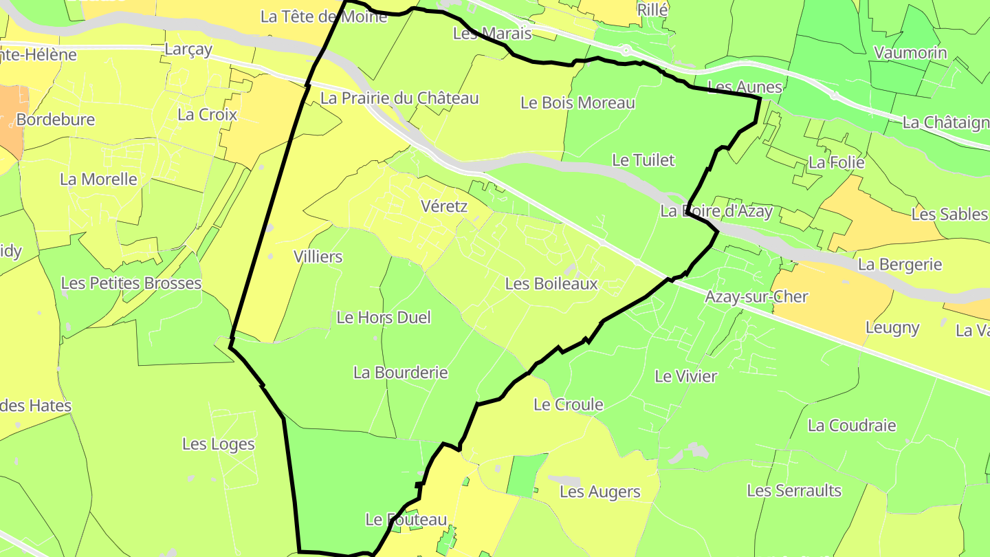 Carte des prix de l'immobilier Véretz