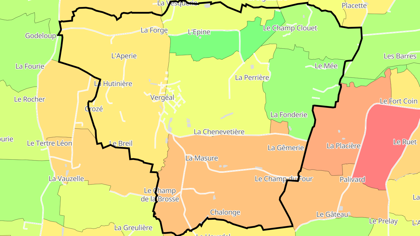 Carte des prix de l'immobilier Vergéal