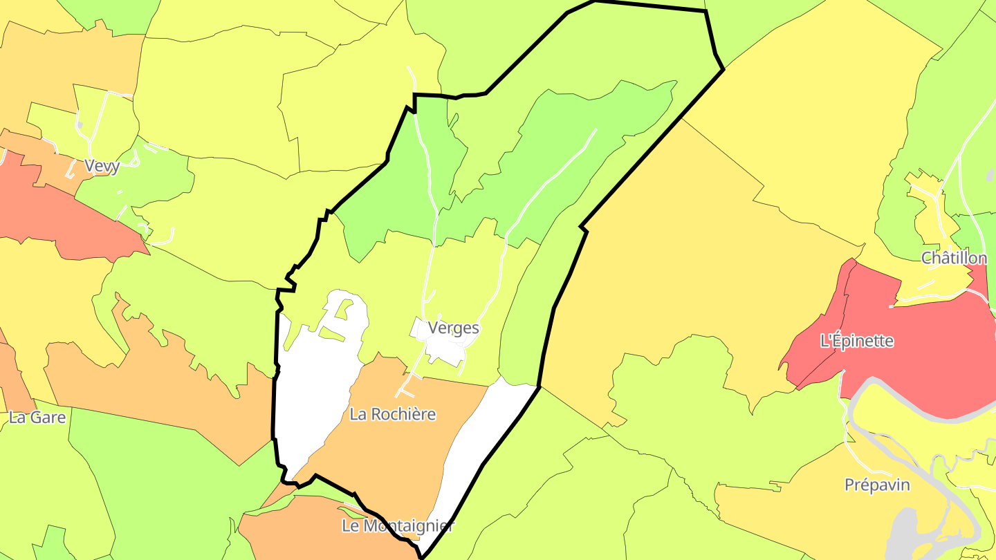 Carte des prix de l'immobilier Verges