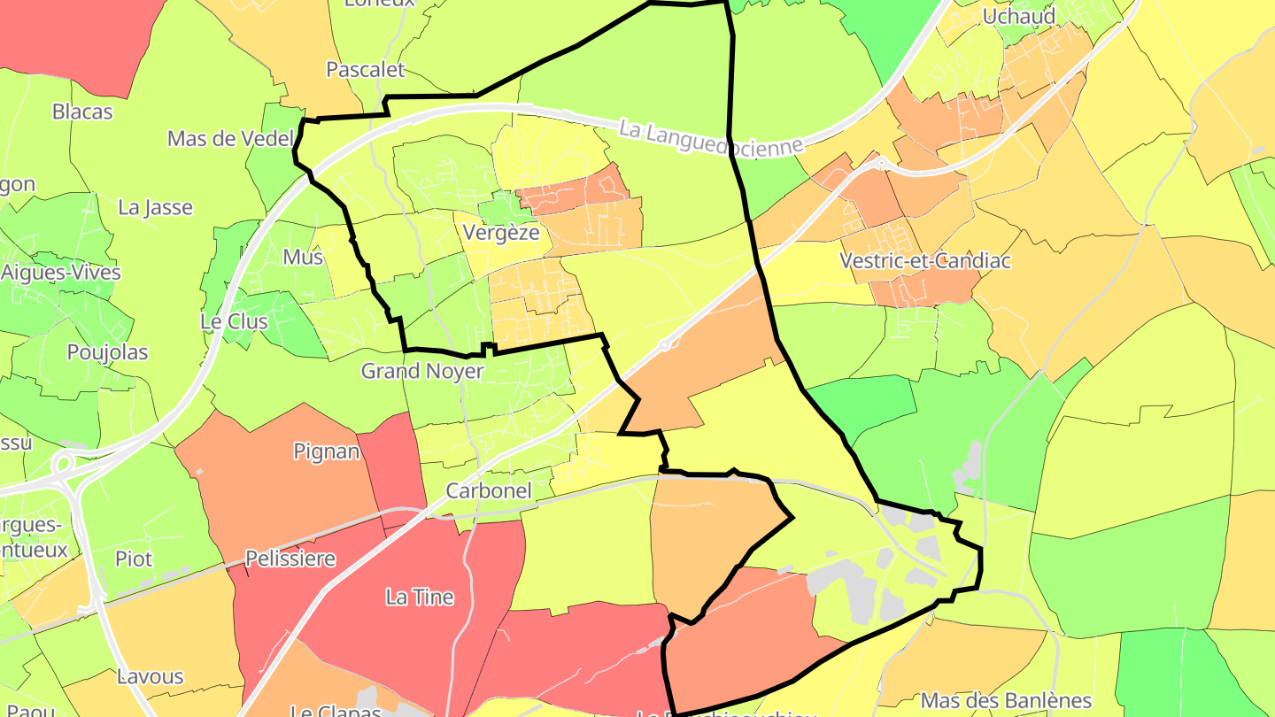 Carte des prix de l'immobilier Vergèze