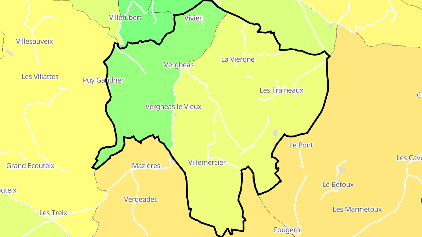 Carte des prix de l'immobilier Vergheas