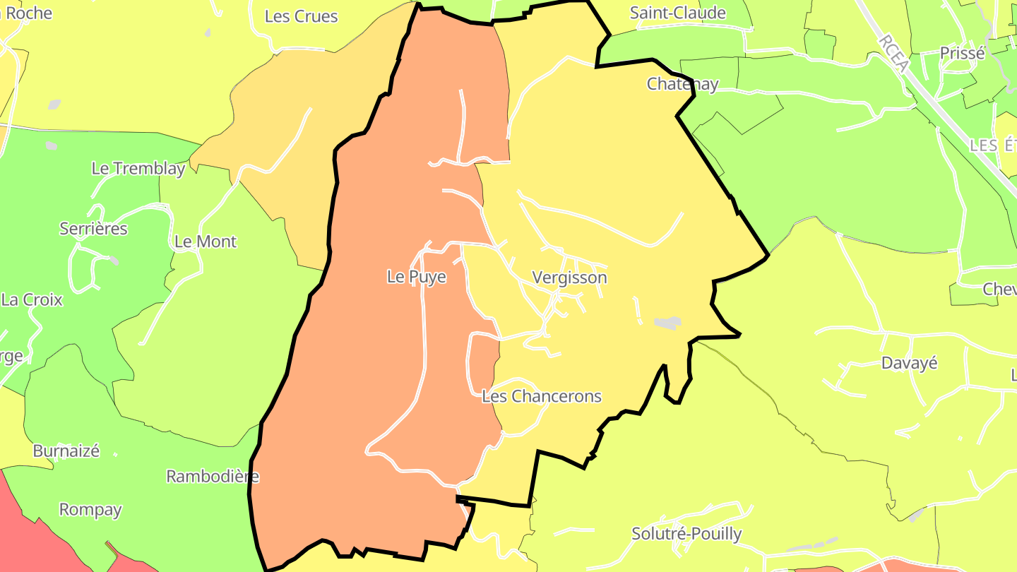 Carte des prix de l'immobilier Vergisson
