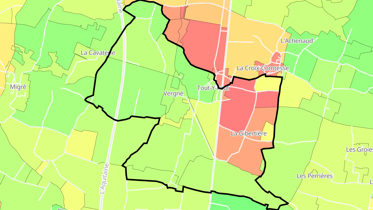 Carte des prix de l'immobilier Vergné