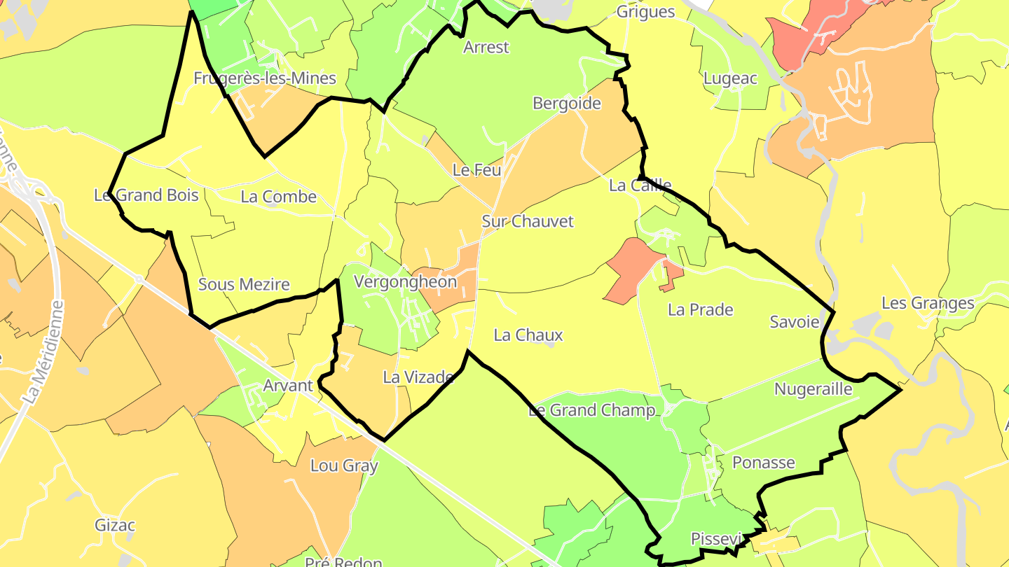 Carte des prix de l'immobilier Vergongheon