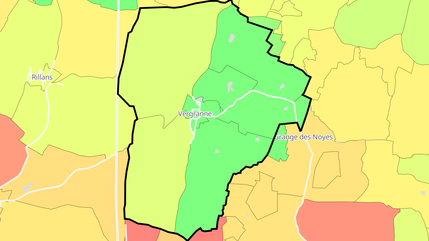 Carte des prix de l'immobilier Vergranne
