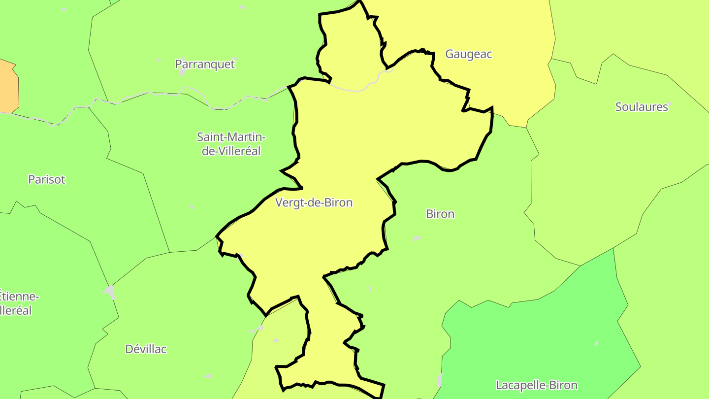 Carte des prix de l'immobilier Vergt-de-Biron