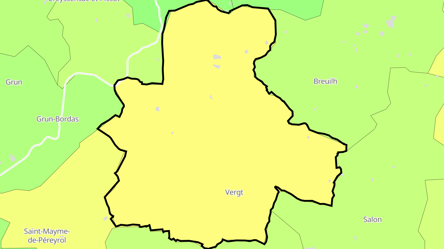 Carte des prix de l'immobilier Vergt