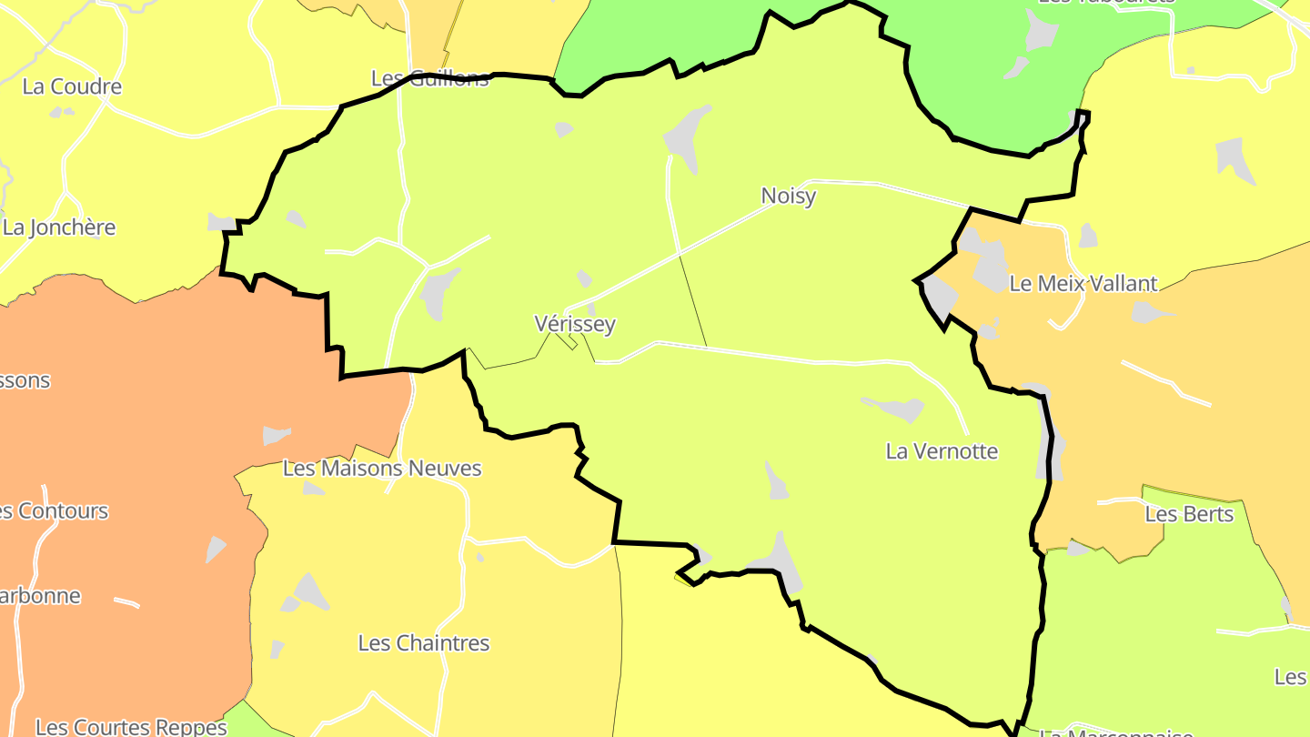 Carte des prix de l'immobilier Vérissey