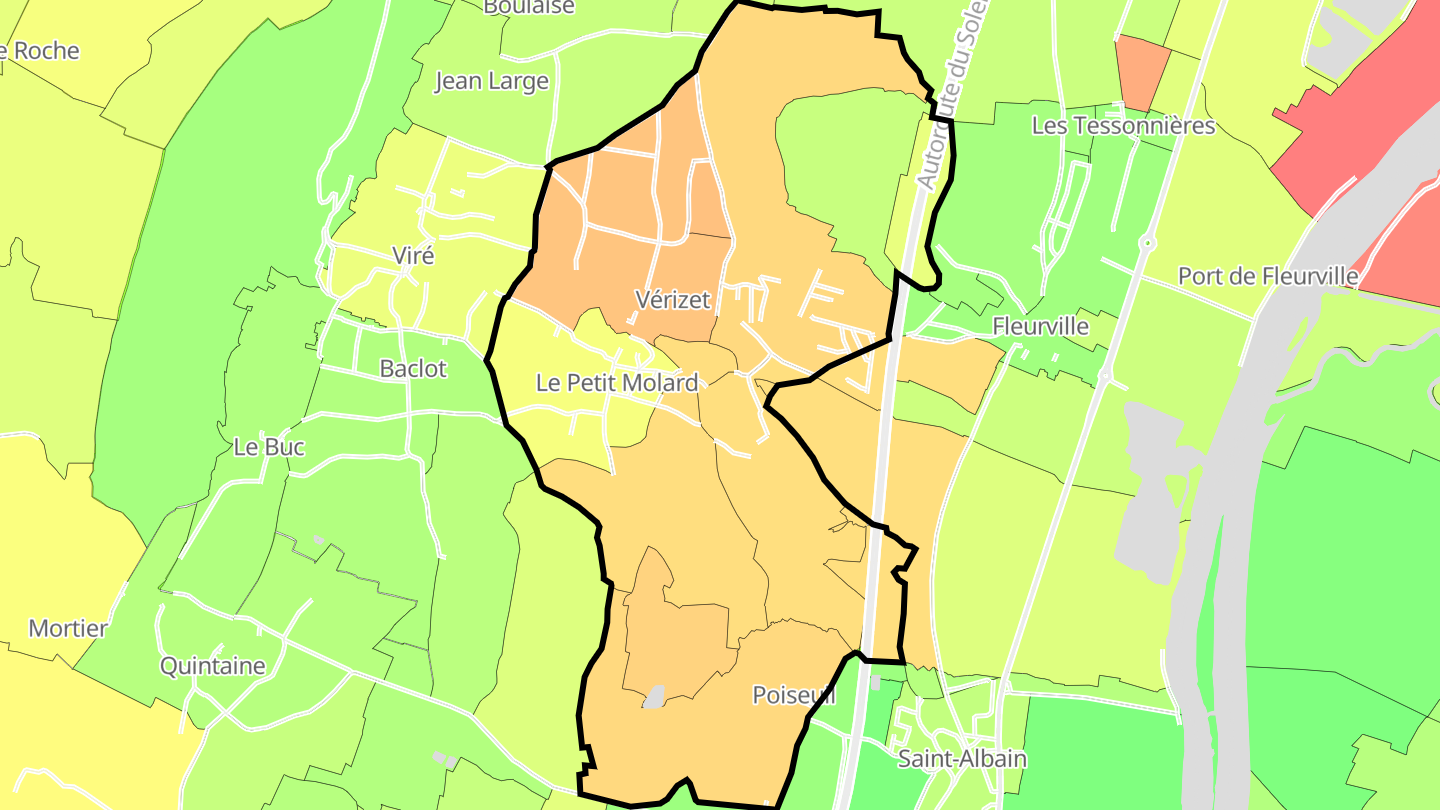 Carte des prix de l'immobilier Vérizet