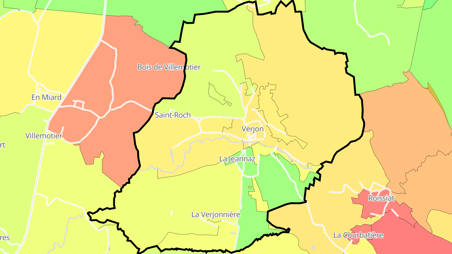 Carte des prix de l'immobilier Verjon
