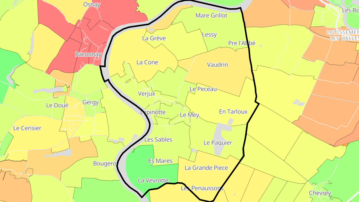 Carte des prix de l'immobilier Verjux