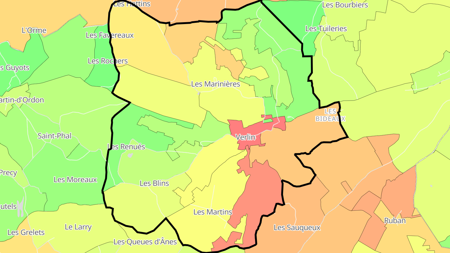Carte des prix de l'immobilier Verlin