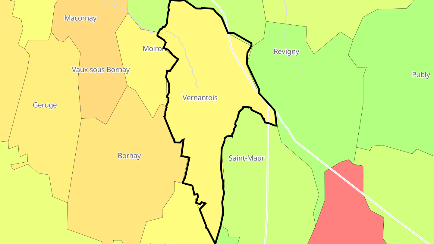 Carte des prix de l'immobilier Vernantois