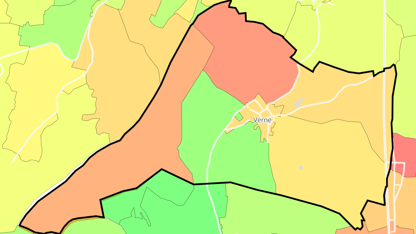 Carte des prix de l'immobilier Verne