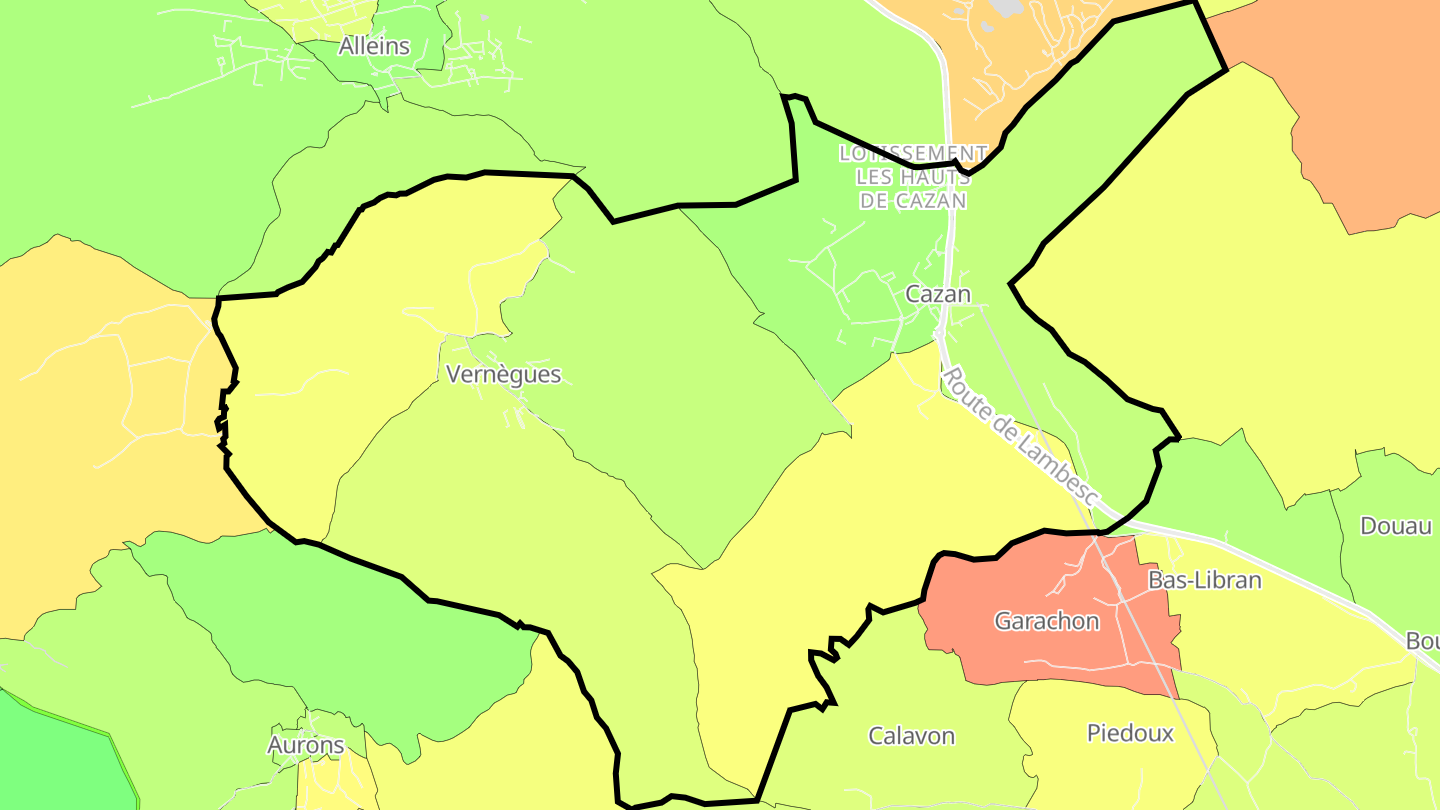 Carte des prix de l'immobilier Vernègues