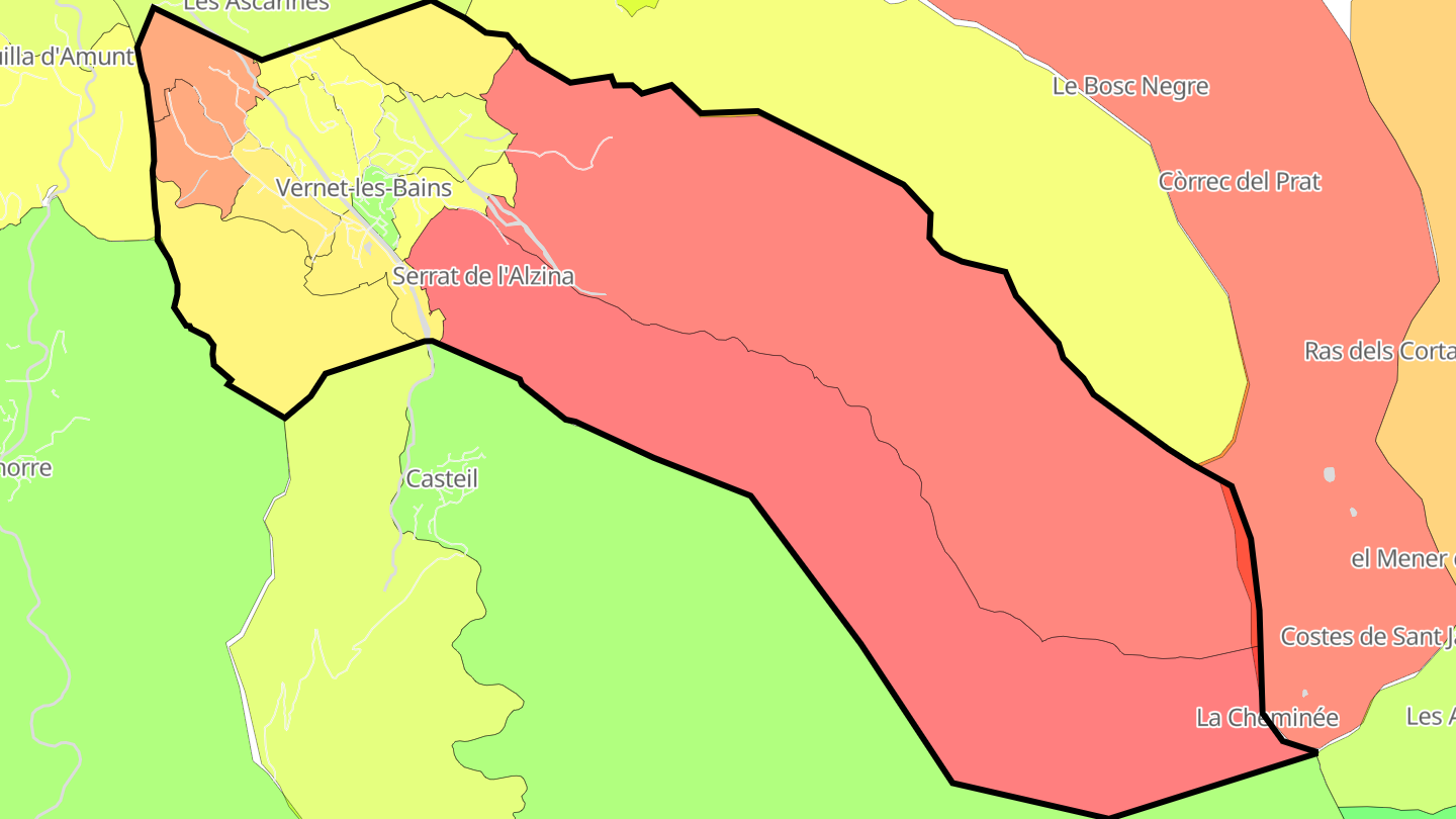 Carte des prix de l'immobilier Vernet-les-Bains