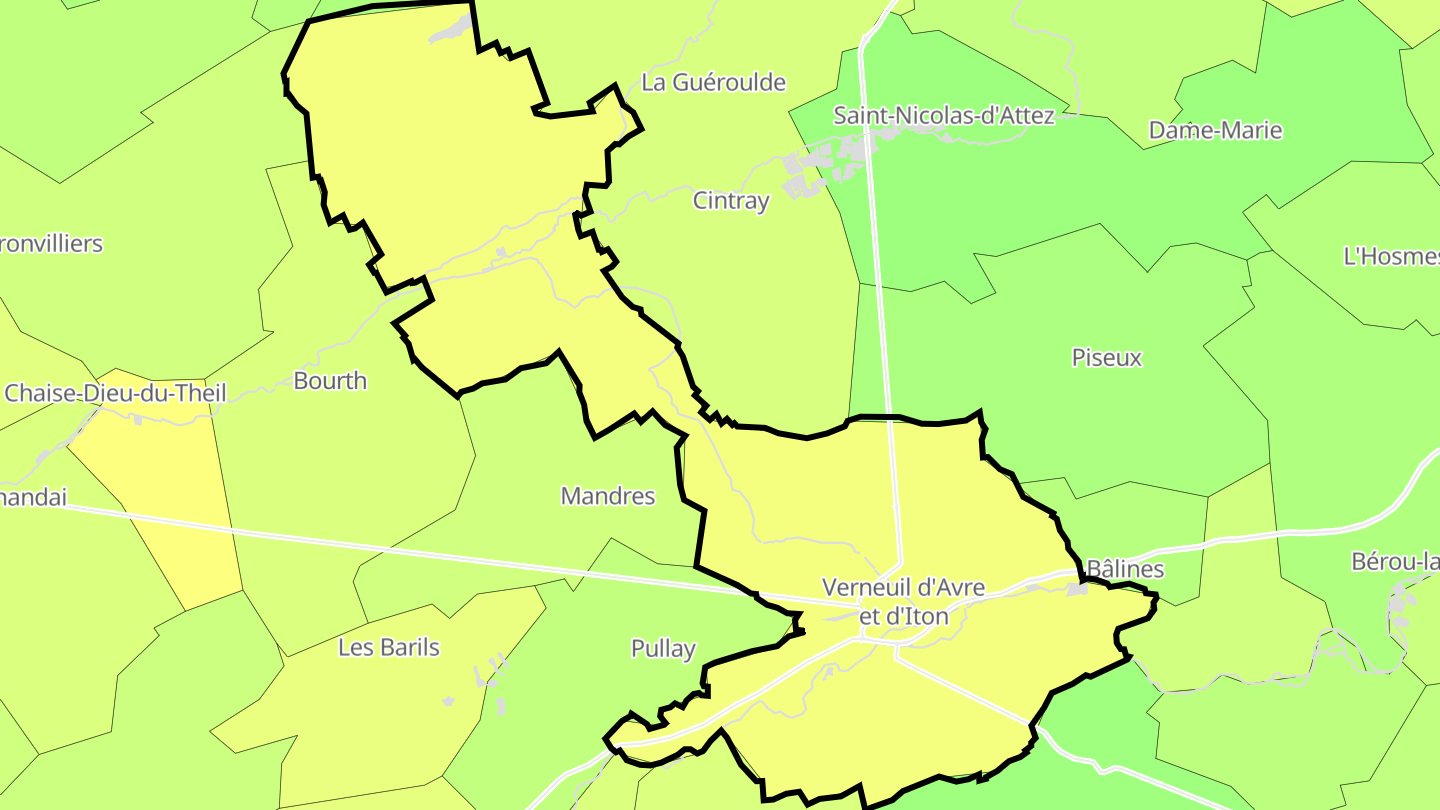 Carte des prix de l'immobilier Verneuil d'Avre et d'Iton
