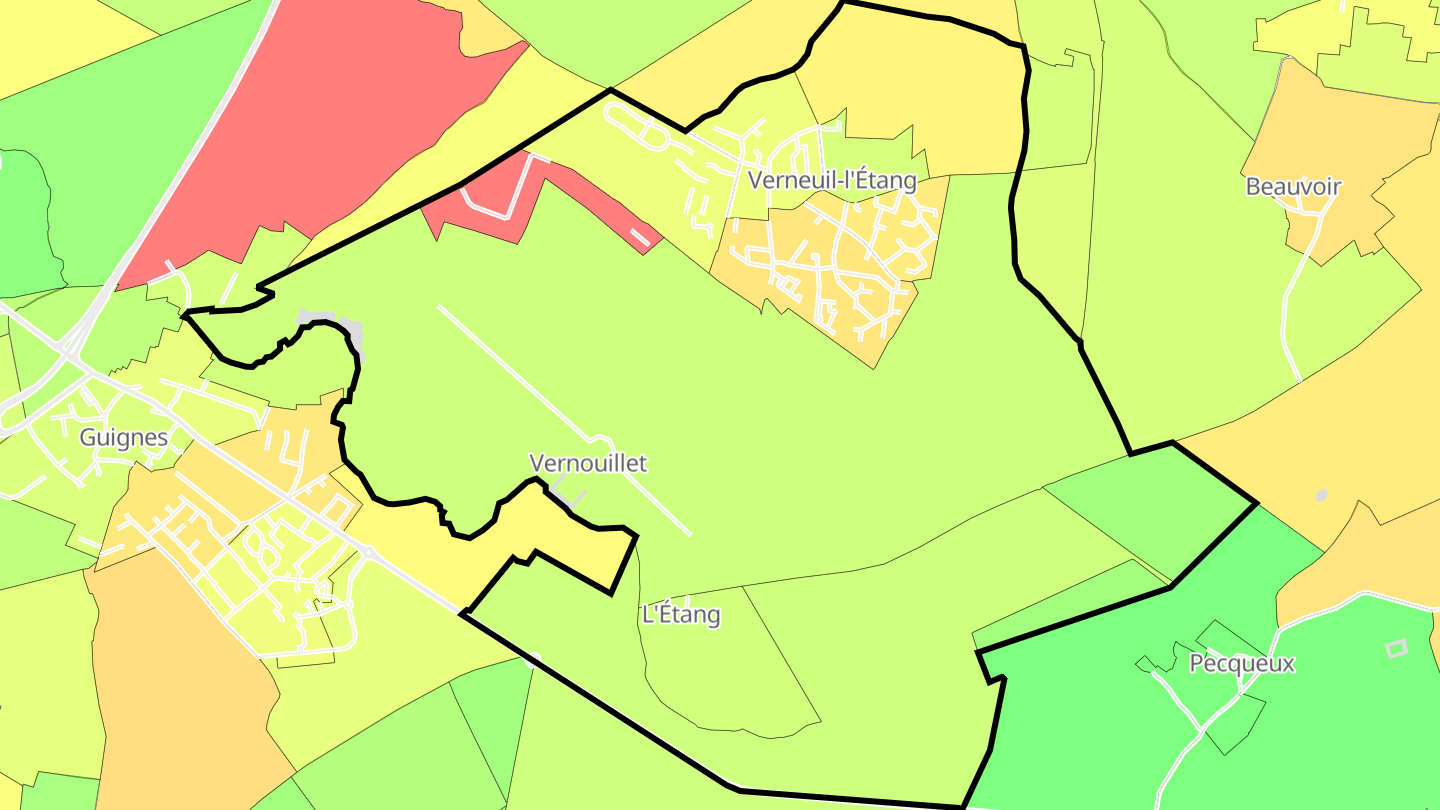 Carte des prix de l'immobilier Verneuil-l'Étang