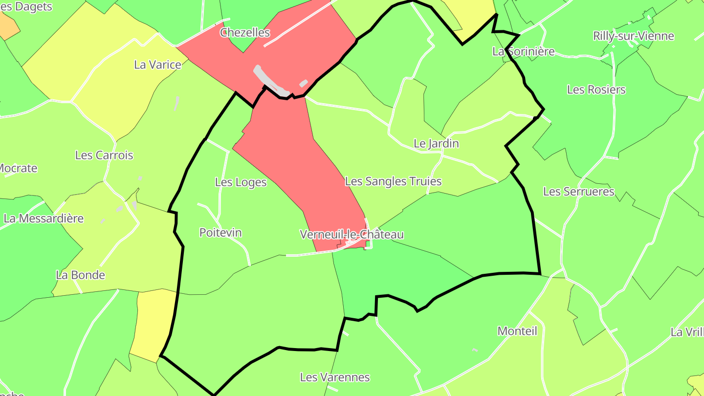 Carte des prix de l'immobilier Verneuil-le-Château