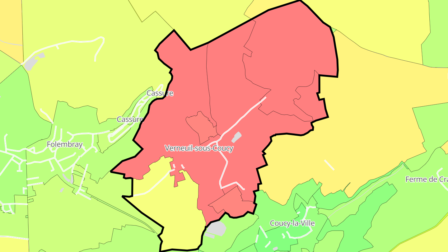 Carte des prix de l'immobilier Verneuil-sous-Coucy
