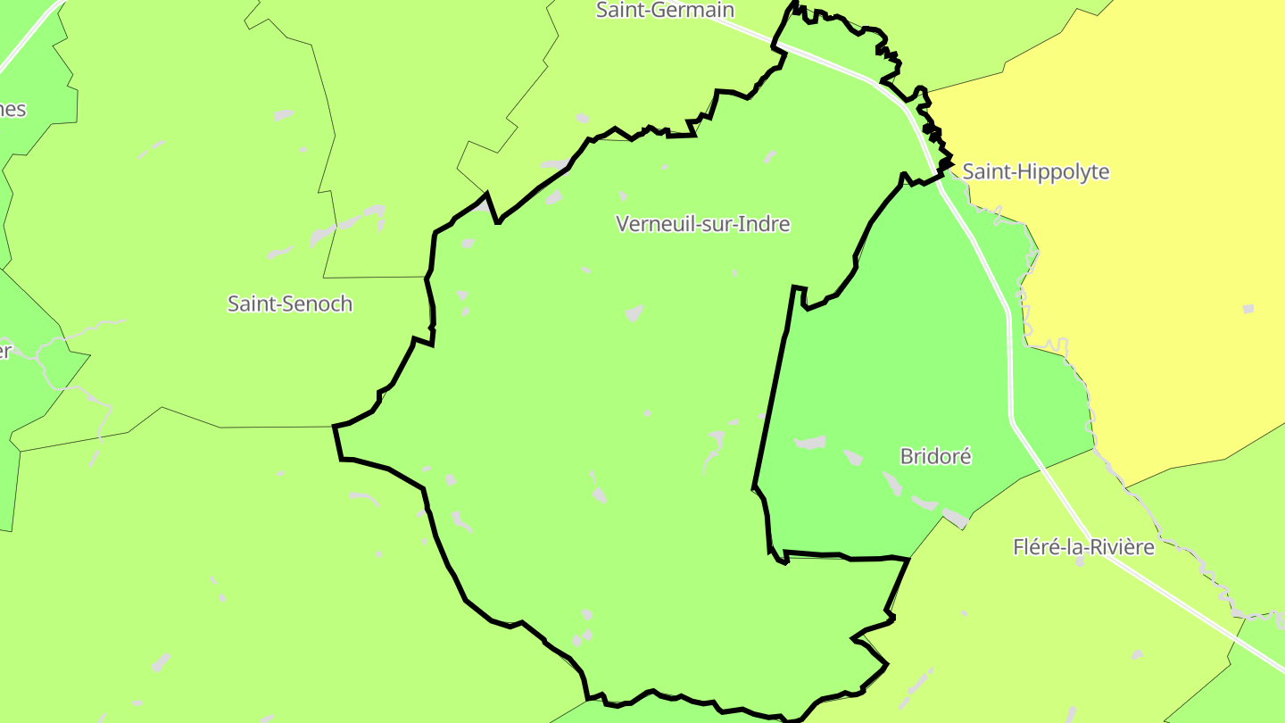 Carte des prix de l'immobilier Verneuil-sur-Indre