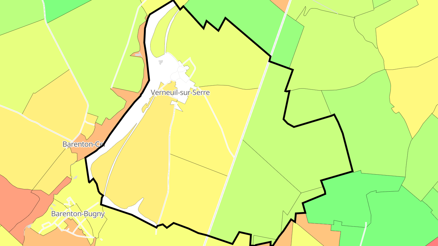 Carte des prix de l'immobilier Verneuil-sur-Serre