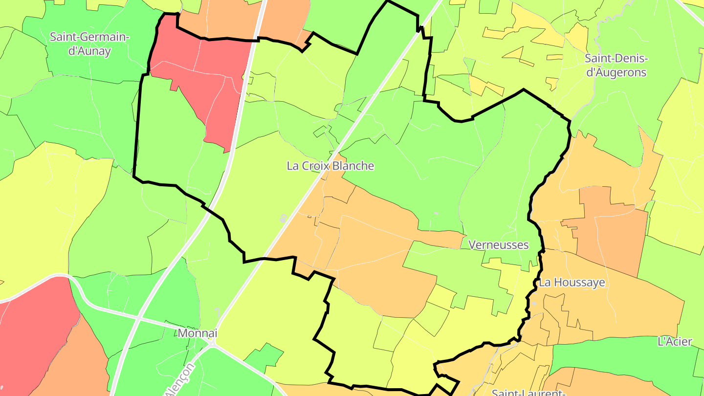 Carte des prix de l'immobilier Verneusses