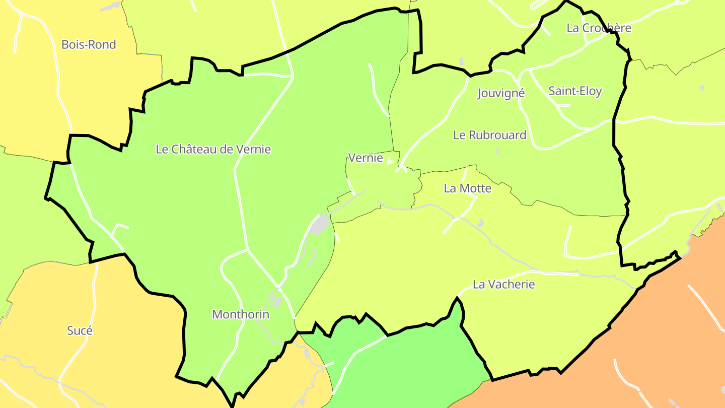 Carte des prix de l'immobilier Vernie